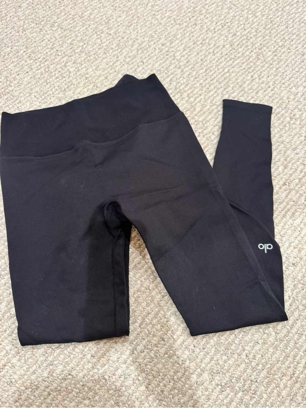ALO Yoga Black Ribbed High-Waist Leggings